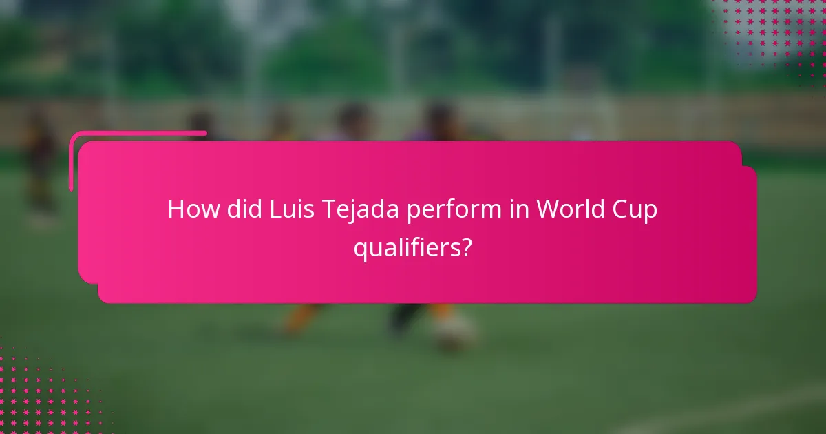 How did Luis Tejada perform in World Cup qualifiers?