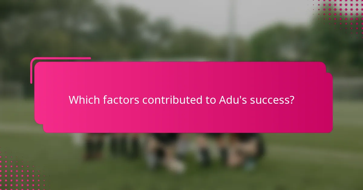 Which factors contributed to Adu's success?